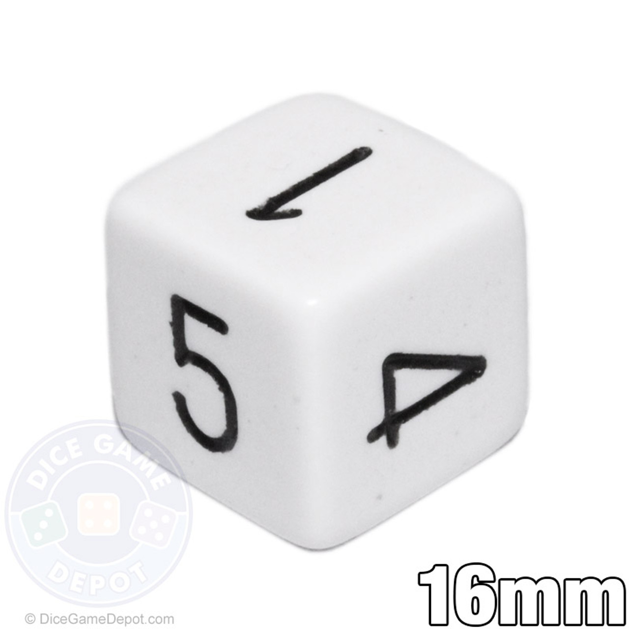 KOP02034 White Blank Opaque Dice D6 16mm (5/8in) Pack of 12