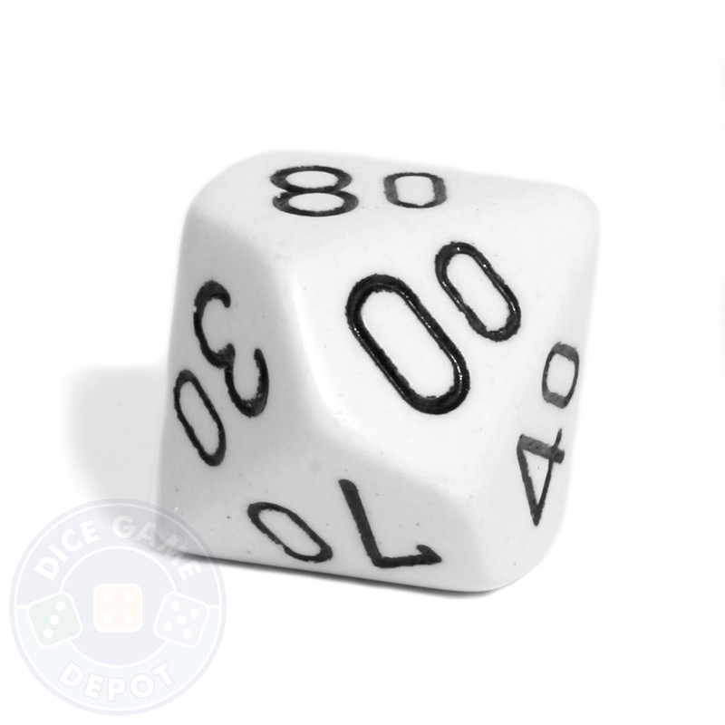 Opaque White 10-Sided Percentile Dice For Sale | Dice Game Depot