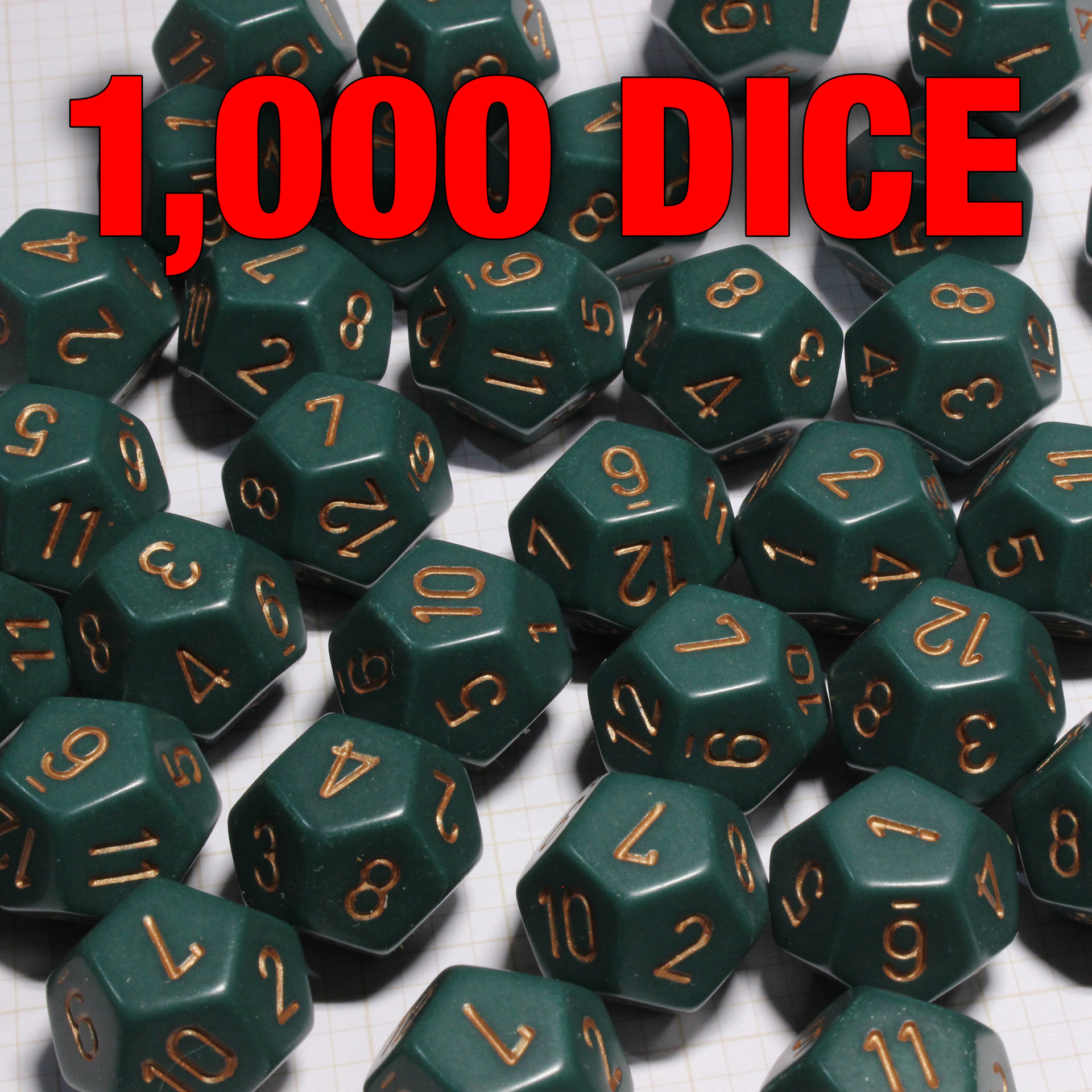 Set of 1000 12-sided Opaque Dusty Green Dice | Dice Game Depot