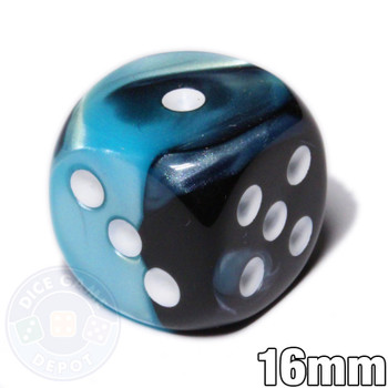 Gemini 6-sided dice - Black and Shell