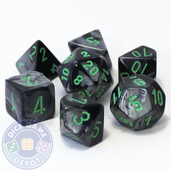 Polyhedral Gemini dice set - D&D dice - Black and gray