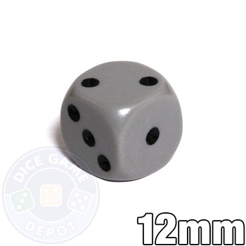 Gray round-corner 12mm opaque dice