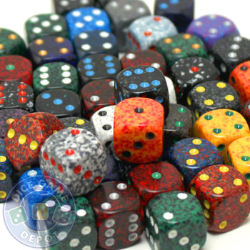 Assorted dice - 50 12mm speckled dice