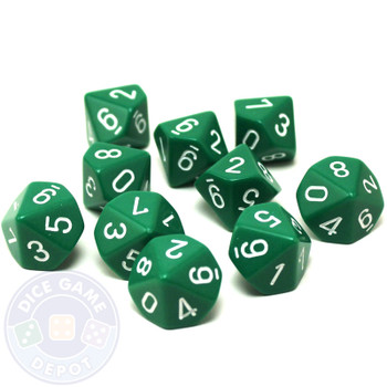 d10 set of ten green dice