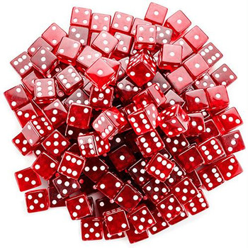 19mm red transparent dice - Set of 100