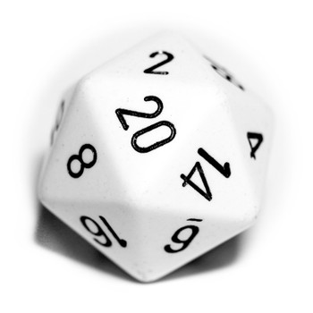 Big d20 - 34mm opaque white dice