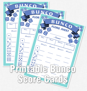 Printable Bunco Set - Score Cards, Tallies, Markers