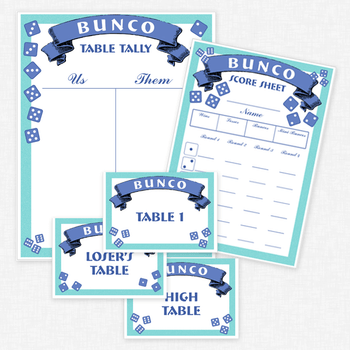 Bunco printable collection - Score cards, table tallies, table markers