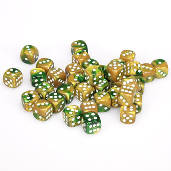 12mm Gemini Gold and Green d6s