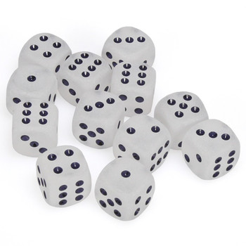 Set of 12 Frosted Clear six-sided dice