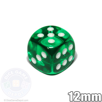 Transparent 12mm round-corner dice - Green