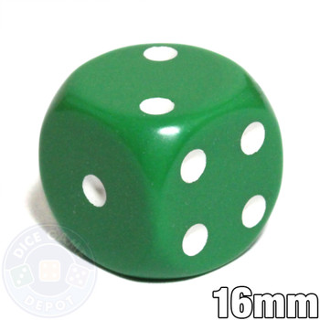 Round-corner dice - 16mm - Green