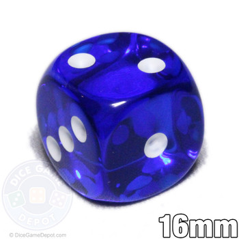Transparent blue 6-sided dice