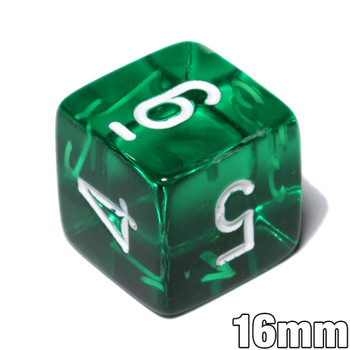 d6 - Transparent Green numeral dice
