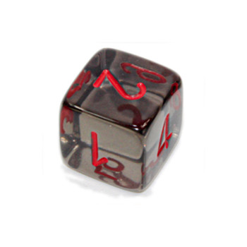 d6 - Transparent Smoke numeral dice with red numbers
