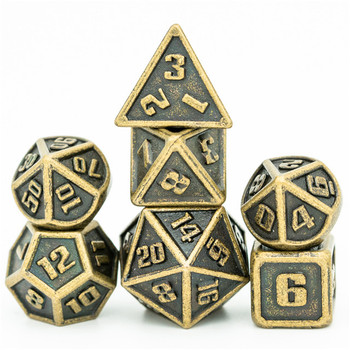 Mini metal dice set - Bronze Mini metal dice set - Bronze