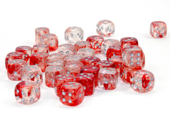 12mm Nebula Red Luminary dice - Set of 36