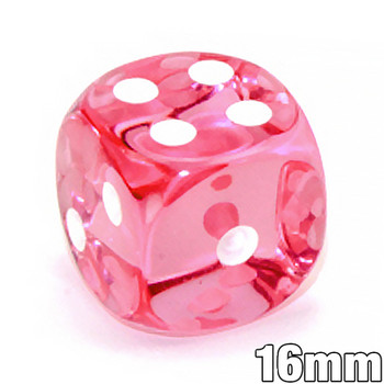 Transparent pink 6-sided dice