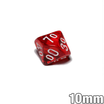 10mm 10-sided percentile dice - Transparent Red