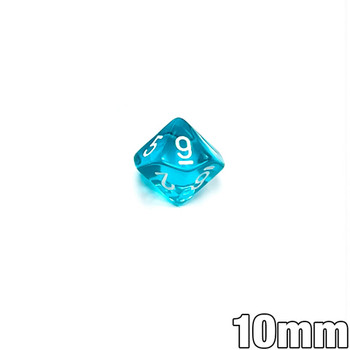 10mm 10-sided dice - Translucent Teal