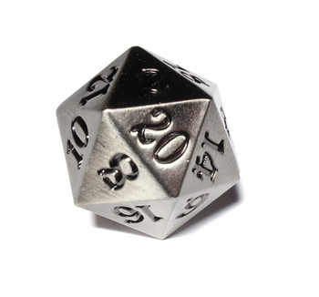 Silver d20 - Metal 20-sided dice
