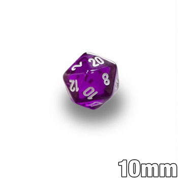 Mini 10mm translucent purple d20