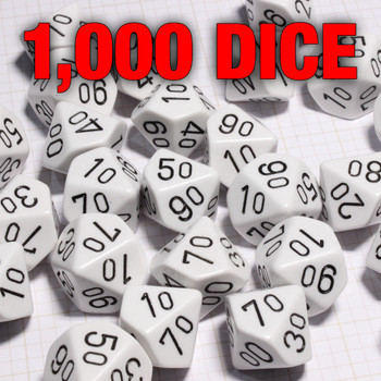 Set of 100 10-sided Percentile Opaque White Dice | Dice Game Depot