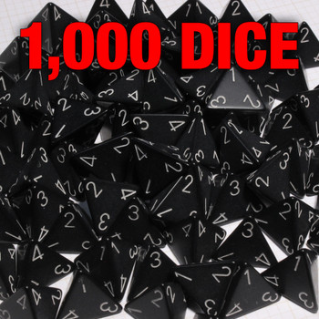 Bulk dice set of 1000 black 4-sided dice