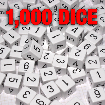 Bulk dice set of 1,000 white numeral d6s