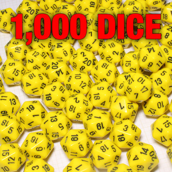 Set of 100 20-sided Opaque Yellow Dice | Dice Game Depot