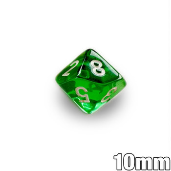 10mm 10-sided dice - Translucent Green