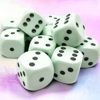 Set of 12 pastel green 6-sided dice - 16mm