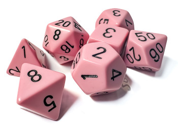 Pastel pink 7-piece DnD RPG dice set