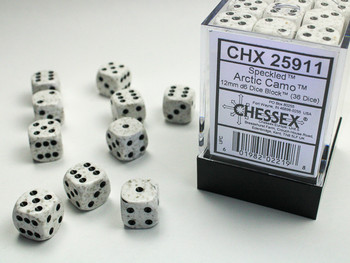 12mm Speckled Arctic Camo d6s - Set of 36