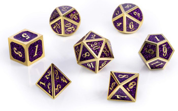 Purple Glitter Metal DnD Dice Set