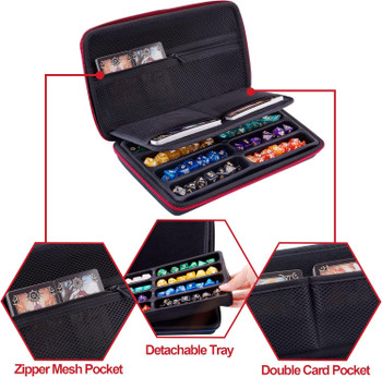 Dice Storage Case and Organizer with Red Trim