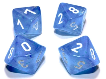 Ten d10 Borealis Sky Blue Dice