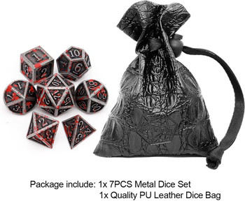Blood spatter metal dice set