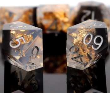Gold Dust Sharp-Edged DnD Dice Set