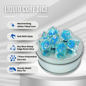 Sky Souls Liquid Core Sharp-Edge TTRPG Dice Set