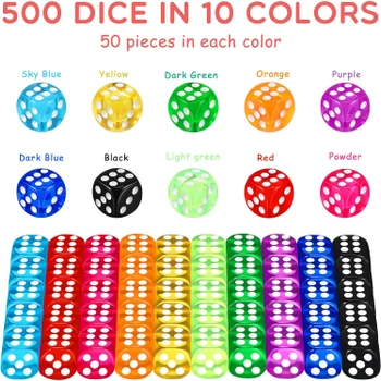 Set of 500 12mm translucent 6-sided dice