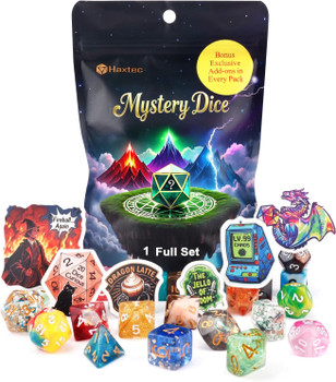 Mystery dice set with bonus stickers