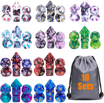 Bescon Mini Two-Tone Polyhedral Dice Set 10mm – 42-teiliges Würfelset Für D&D & RPG (6 Farben)