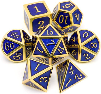 Metal DnD dice set - Navy Blue with Gold Metal DnD dice set - Navy Blue with Gold