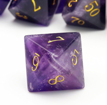 Amethyst gemstone dice set