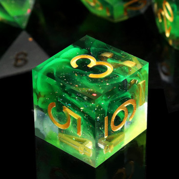 Verdant Veil - Green Sharp-Edge TTRPG Dice Set