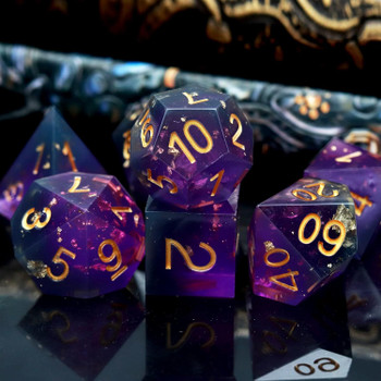 Amethyst Reliquary - Purple Sharp-Edge TTRPG Dice Set