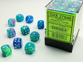 Set of 36 Festive Dahlia 12mm 6-Sided Dice | Dice Game Depot