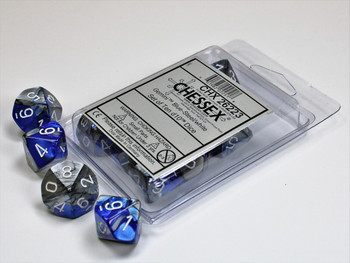 Set of ten d10 - Gemini Blue and Steel