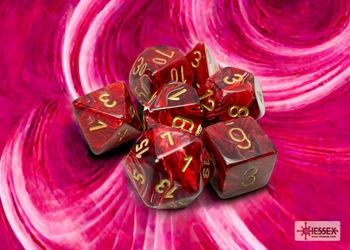 Burgundy Vortex polyhedral dice set